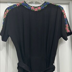 Vintage handmade Black Dress with Beaded Floral details